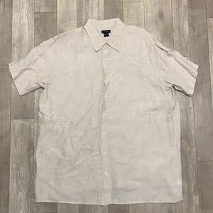 Mens J. Ferrar Linen‎ Blend Beach Button Down Shortsleeve Shirt